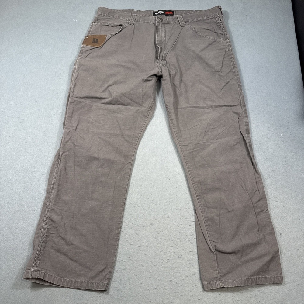Wrangler Riggs Carpenter RIPSTOP Pants Mens 38x30 Gray Workwear Cargo Canvas